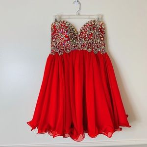 Alyce Paris red beaded party prom dress short 10